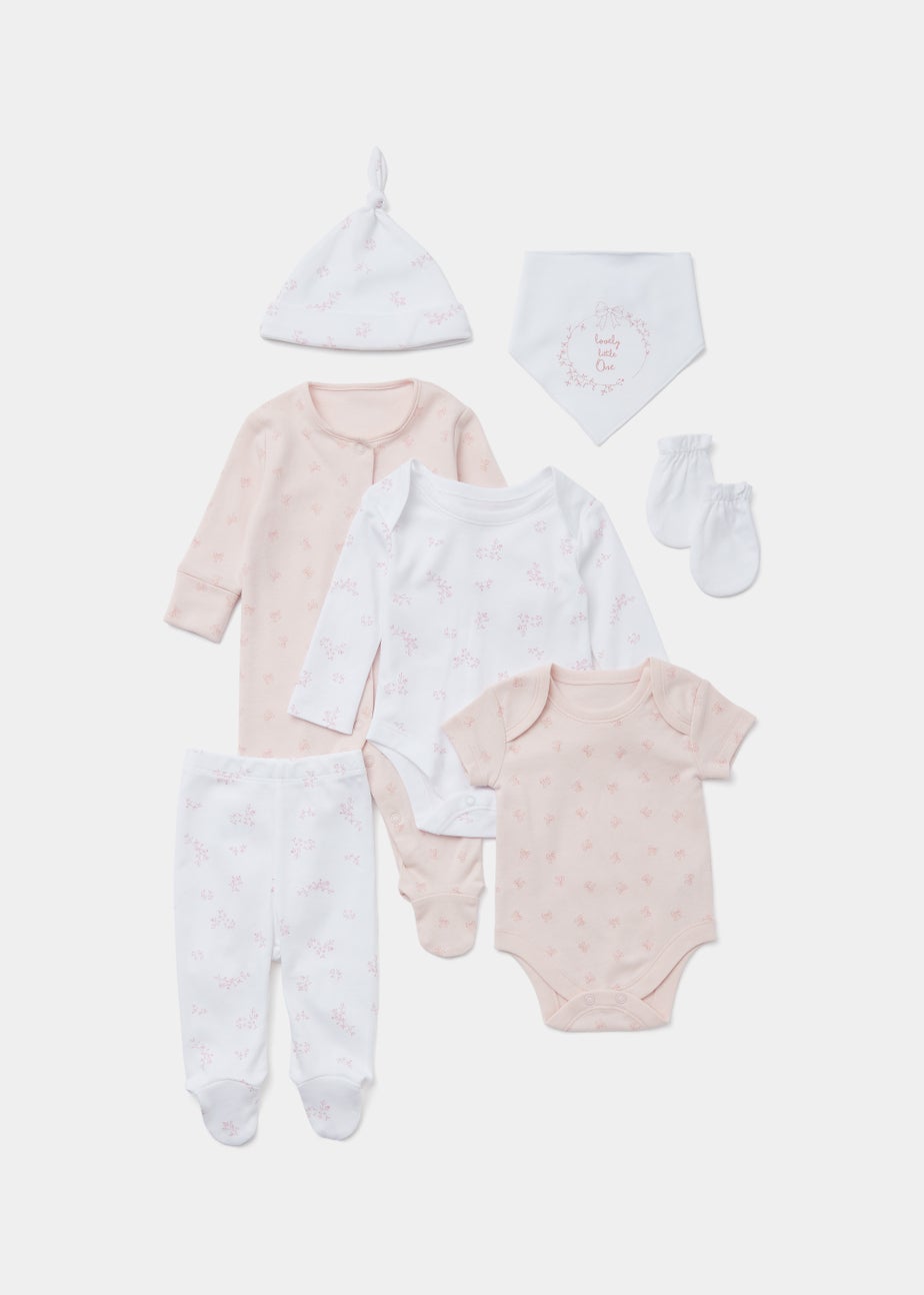 Baby 7 Piece Pink Layette Set (Tiny Baby-6mths)