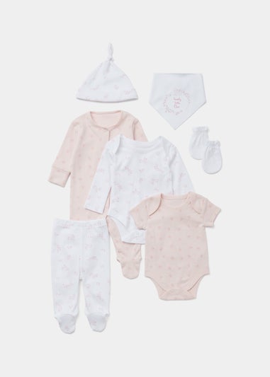 Baby 7 Piece Pink Layette Set (Tiny Baby-6mths)