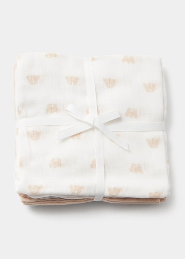 3 Pack Bear Muslin Squares (73cm x 73cm)