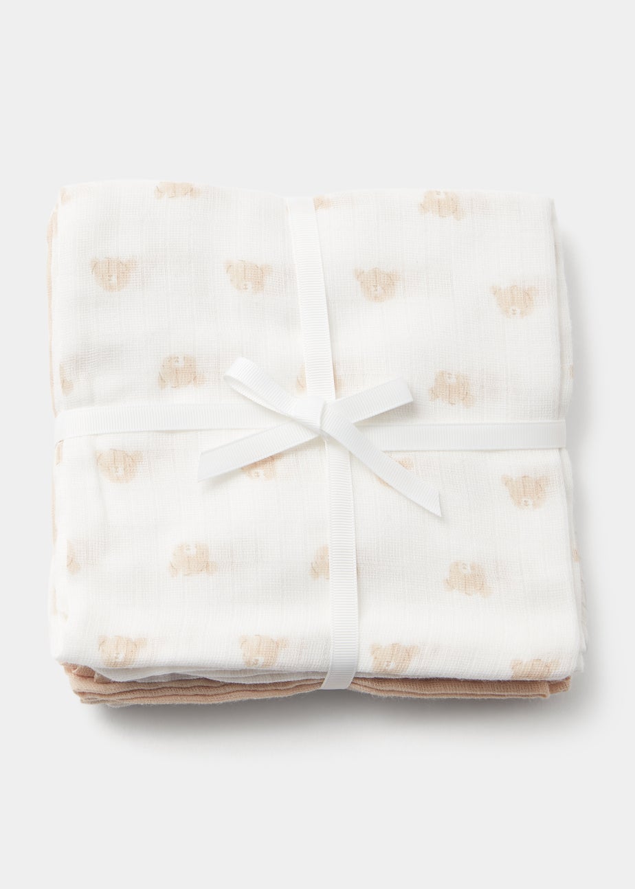 3 Pack Bear Muslin Squares (73cm x 73cm)