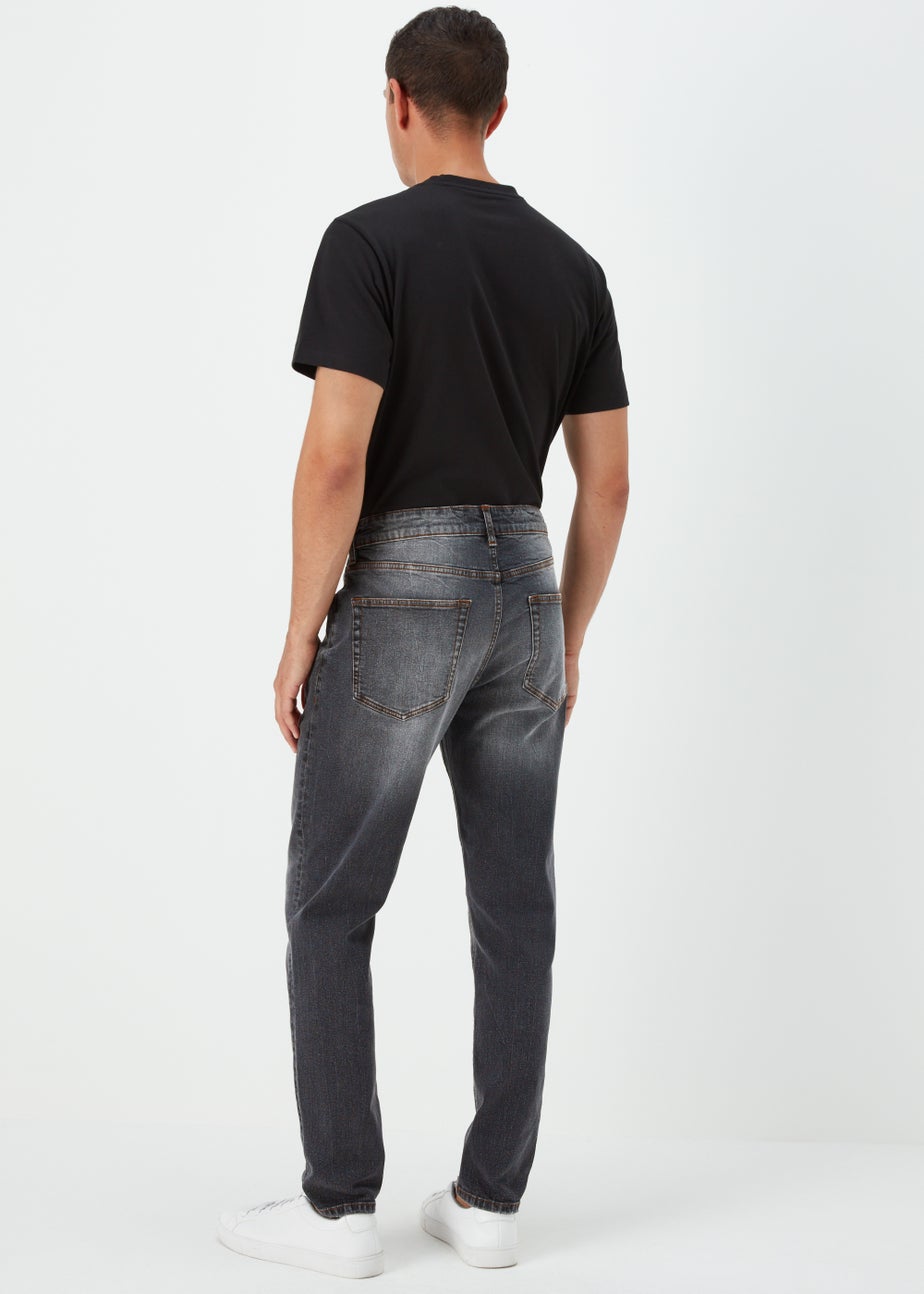 Black Wash Slim Fit Tapered Jeans