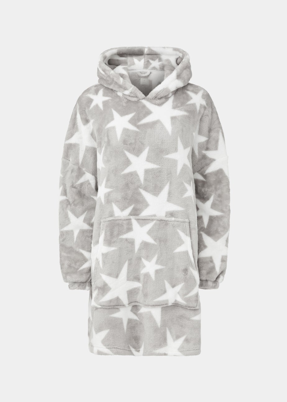 Grey Star Print Snuggle Hoodie