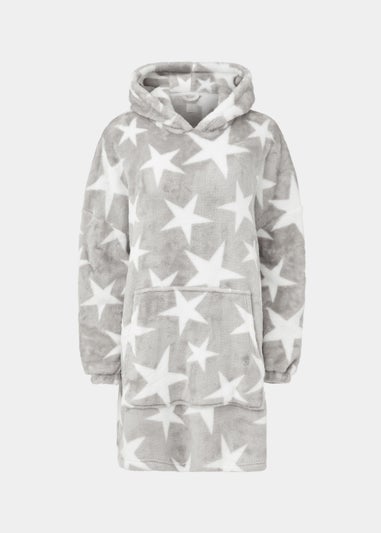 Grey Star Print Snuggle Hoodie