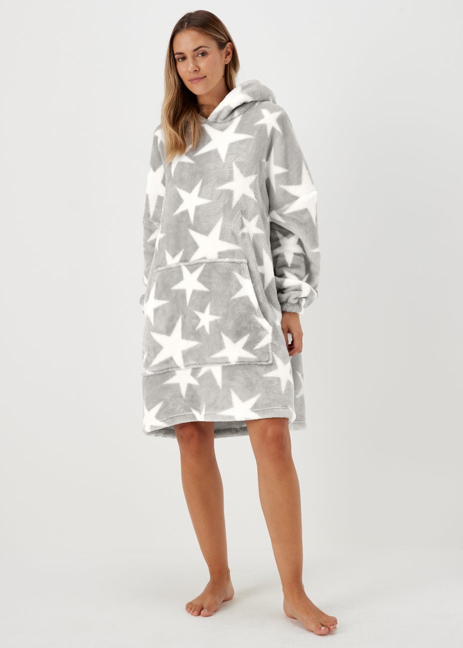 Grey Star Print Snuggle Hoodie