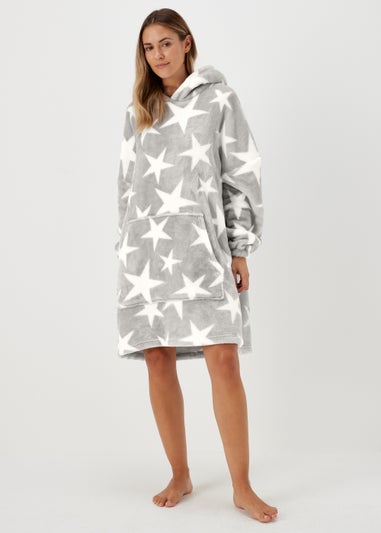 Grey Star Print Snuggle Hoodie