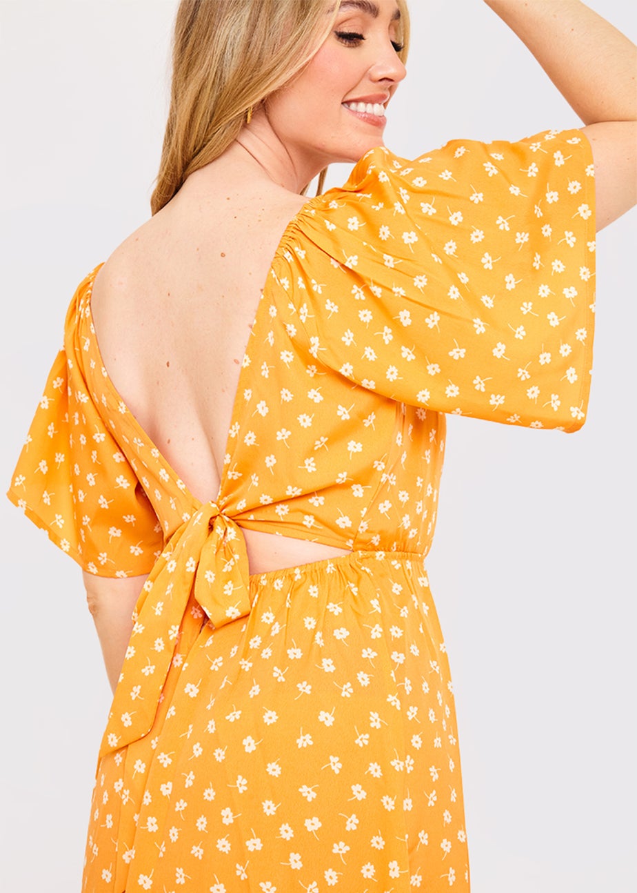 In the Style Jac Jossa Orange Floral Print Swing Dress