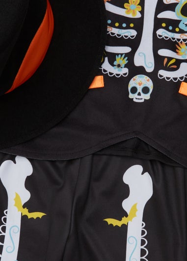 Kids Multicoloured Day Of The Dead Fancy Dress Costume (12mths-11yrs)