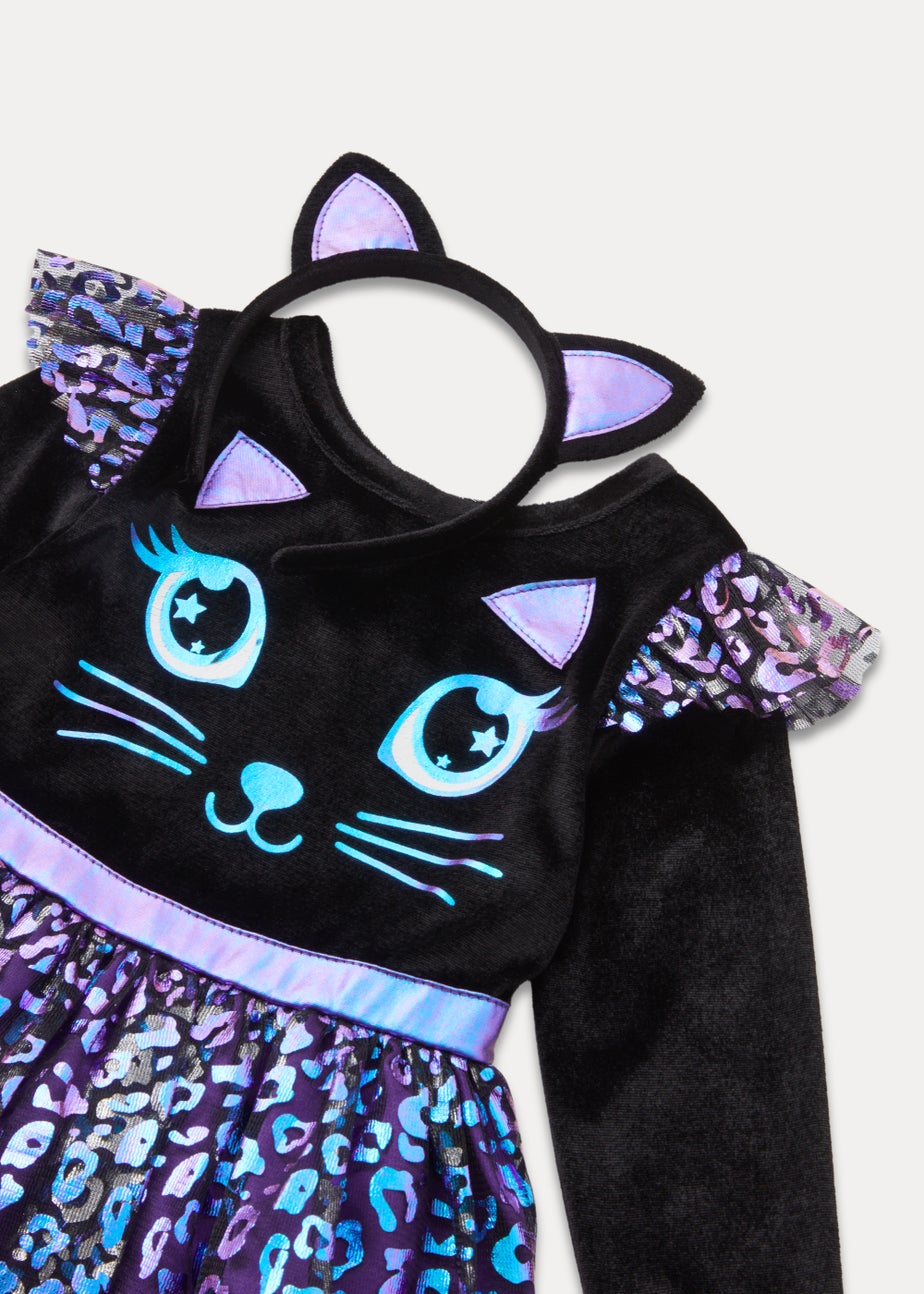 Kids Purple Cat Witch Fancy Dress Costume (9mths-5yrs)