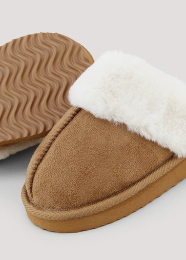 Kids Tan Mule Slippers (Younger 10-Older 5)