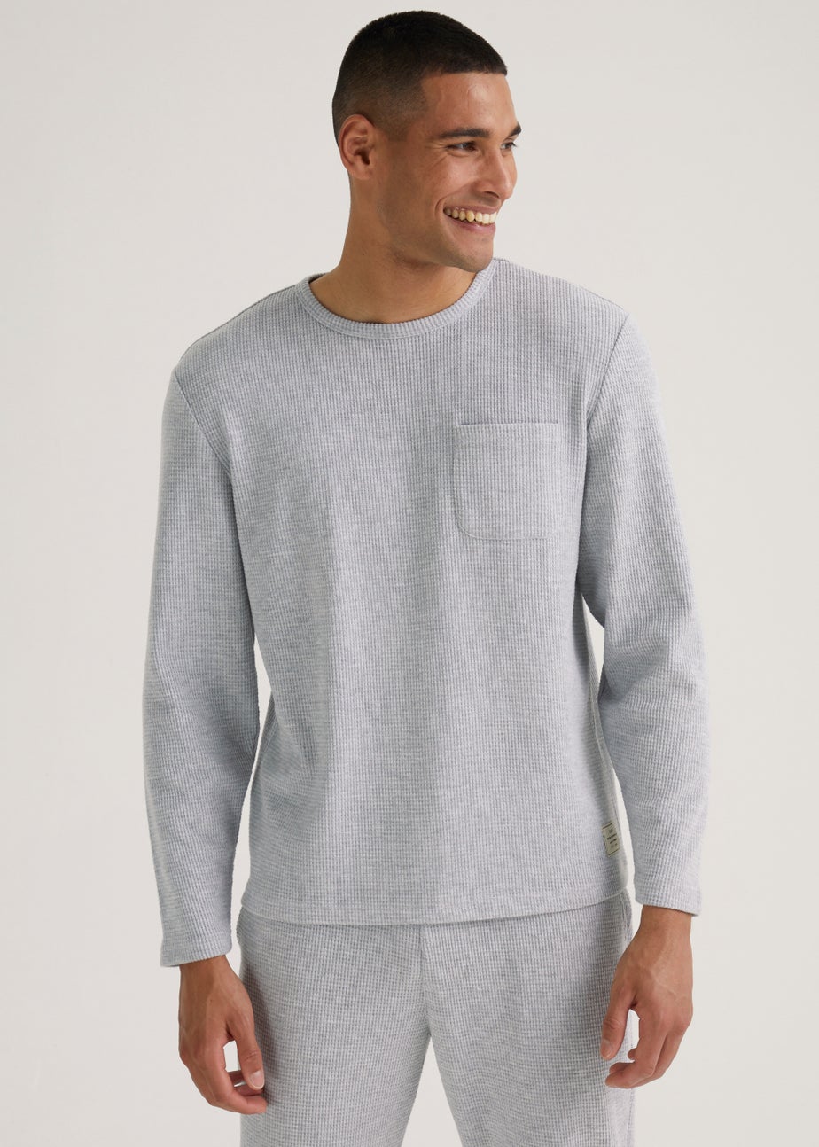 Grey Waffle Long Sleeve Pyjama Top