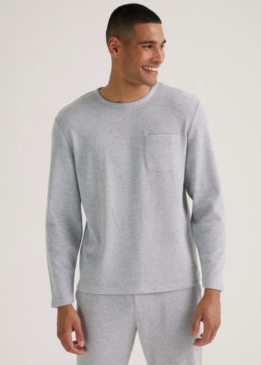 Grey Waffle Long Sleeve Pyjama Top