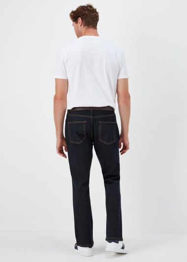 Dark Raw Wash Bootcut Belted Jeans