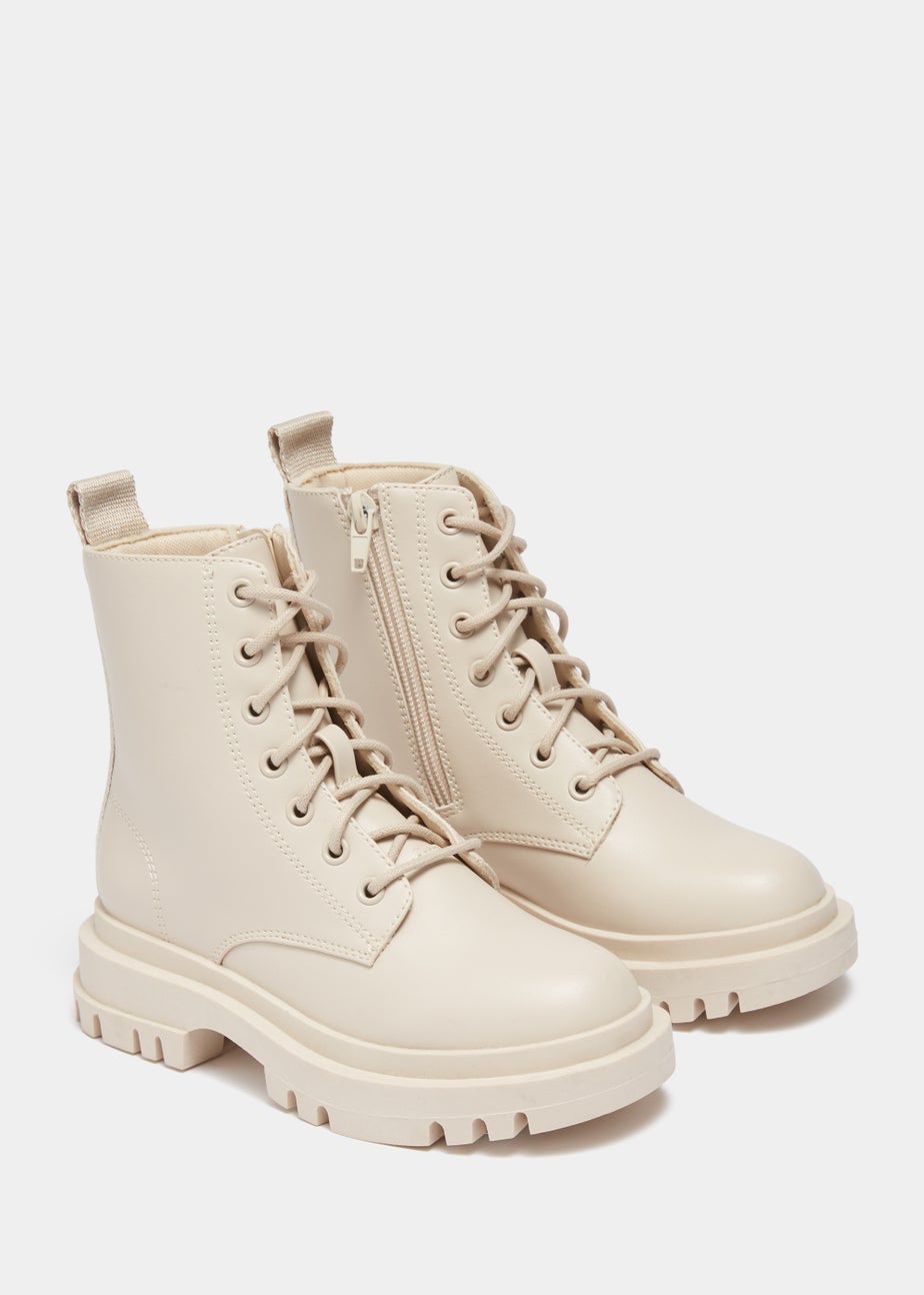 Girls Cream Lace Up Boots (Younger 10-Older 5)