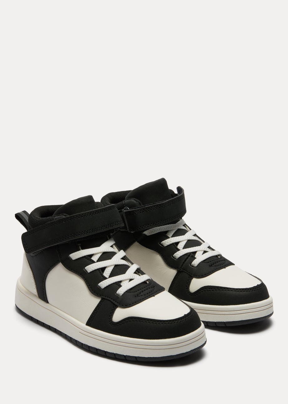 Boys Black PU High Top Trainers (Younger 10-Older 6)
