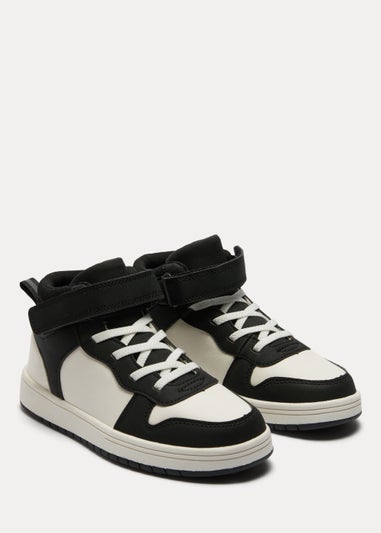 Boys Black PU High Top Trainers (Younger 10-Older 6)