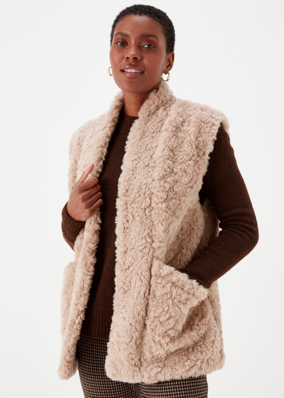 Beige Faux Fur Gilet