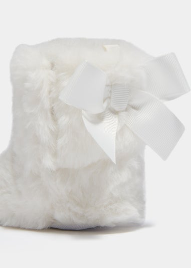 Cream Faux Fur Soft Sole Baby Boots (Newborn-18mths)
