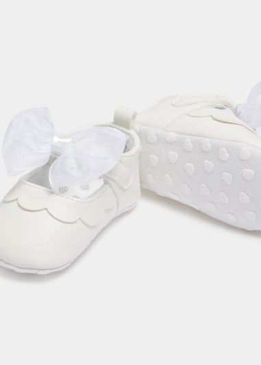 White Bow Soft Sole Baby Ballet Flats (Newborn-18mths)
