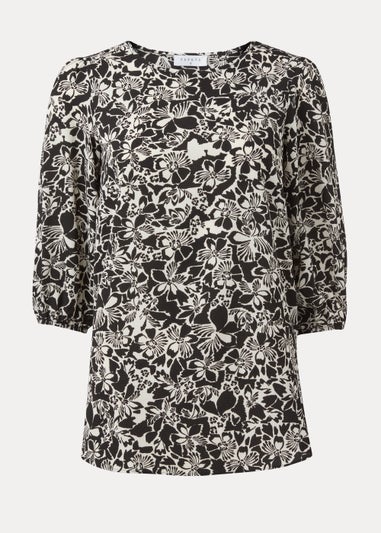 Black Floral Print Bubble Box Top