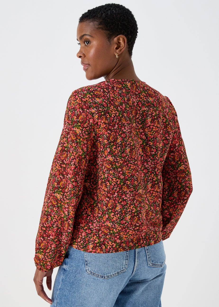 Multicoloured Floral Front Tie Top