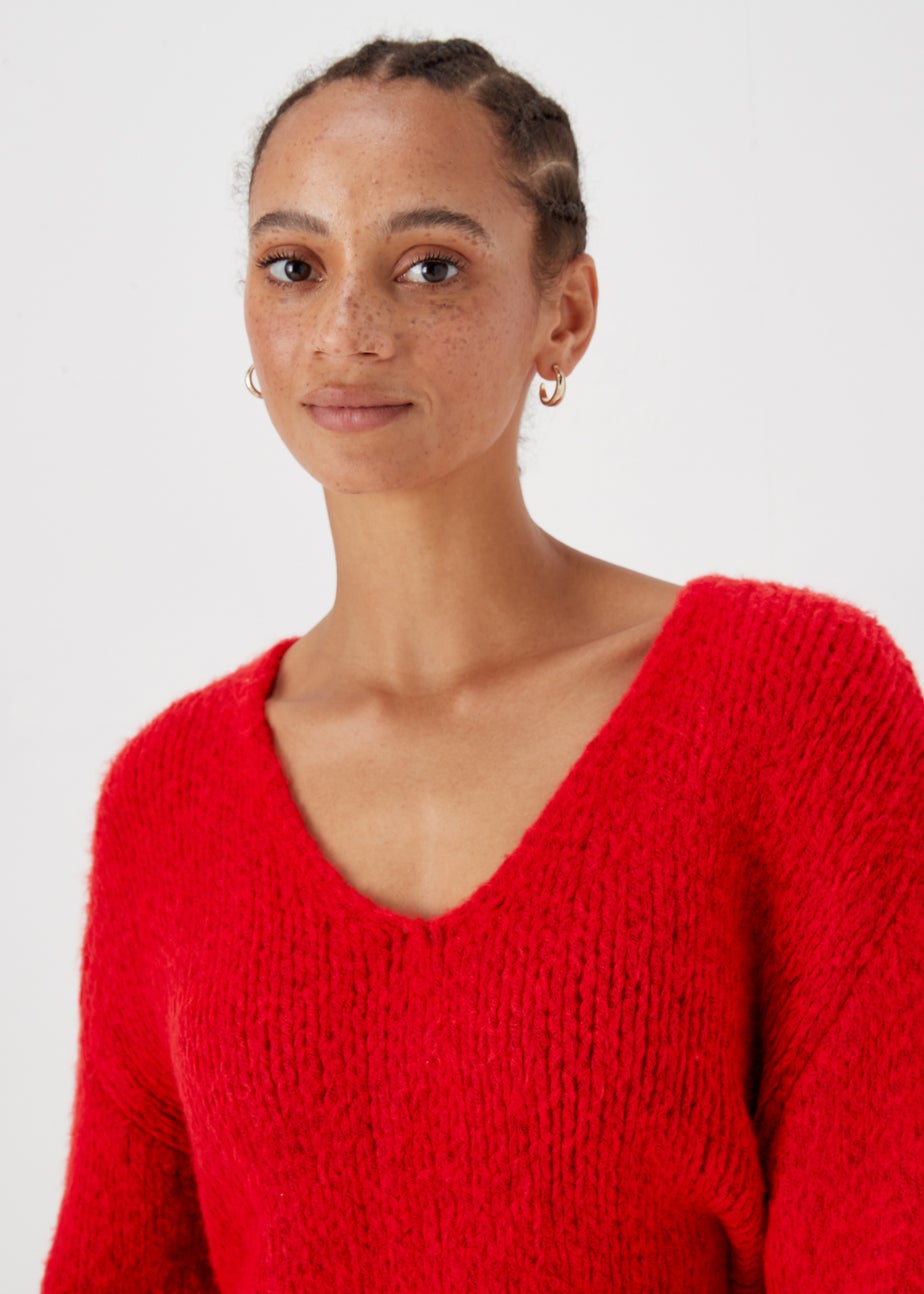 Red V-Neck Jumper