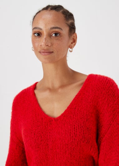 Red V-Neck Jumper
