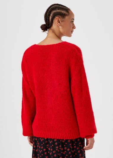 Red V-Neck Jumper