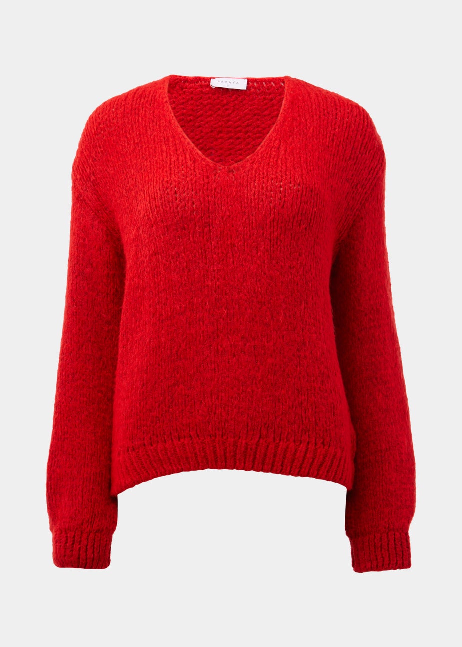 Red V-Neck Jumper
