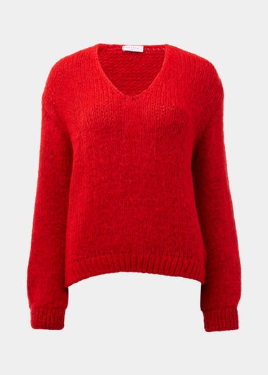 Red V-Neck Jumper