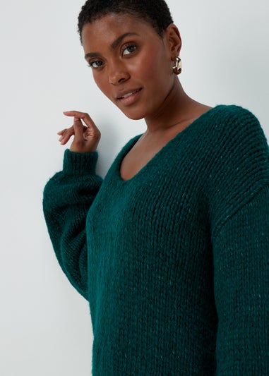 Dark Green V-Neck Jumper