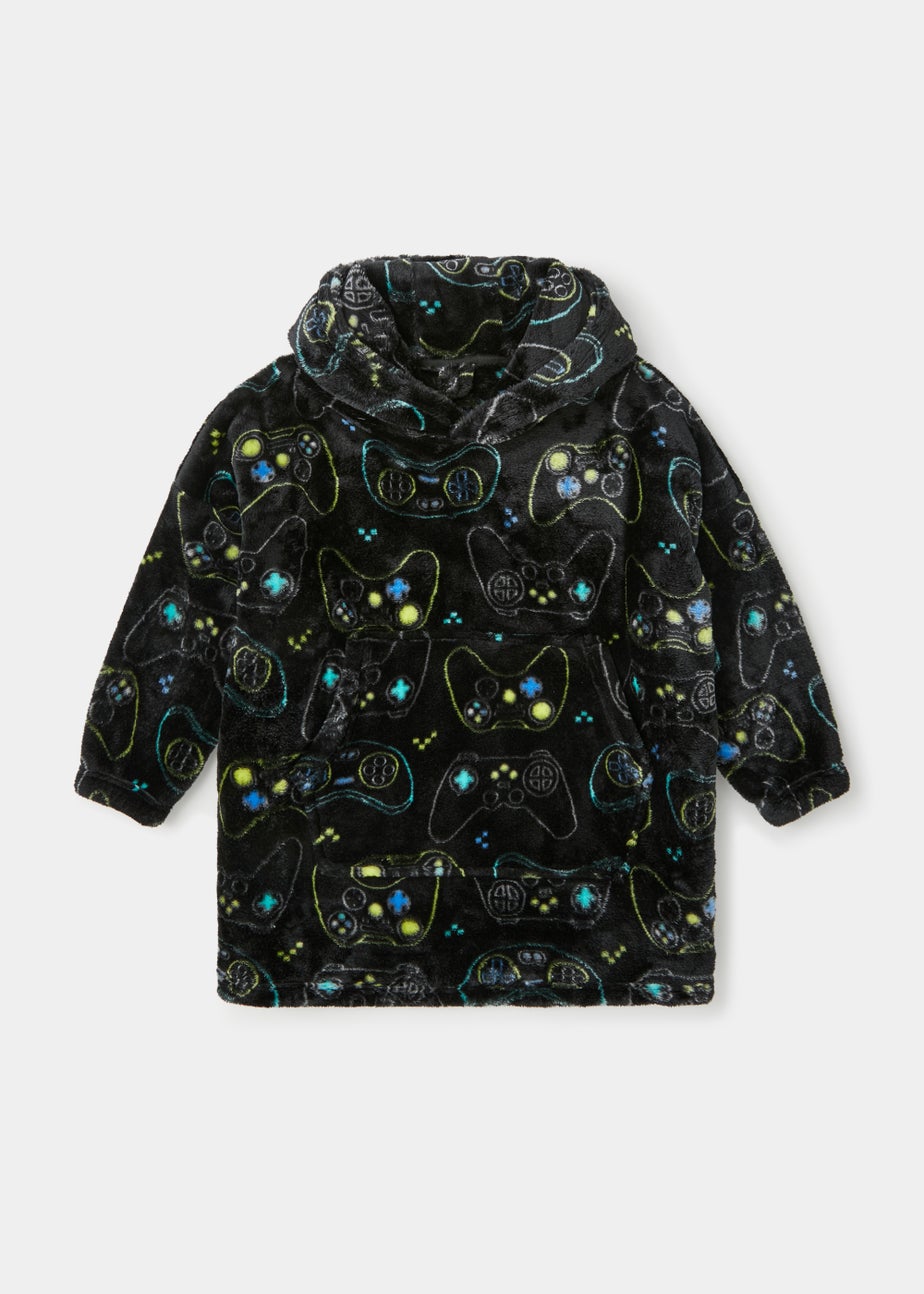 Kids Black Game Console Snuggle Hoodie (Small-Large)