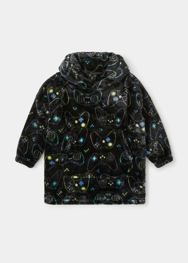 Kids Black Game Console Snuggle Hoodie (Small-Large)