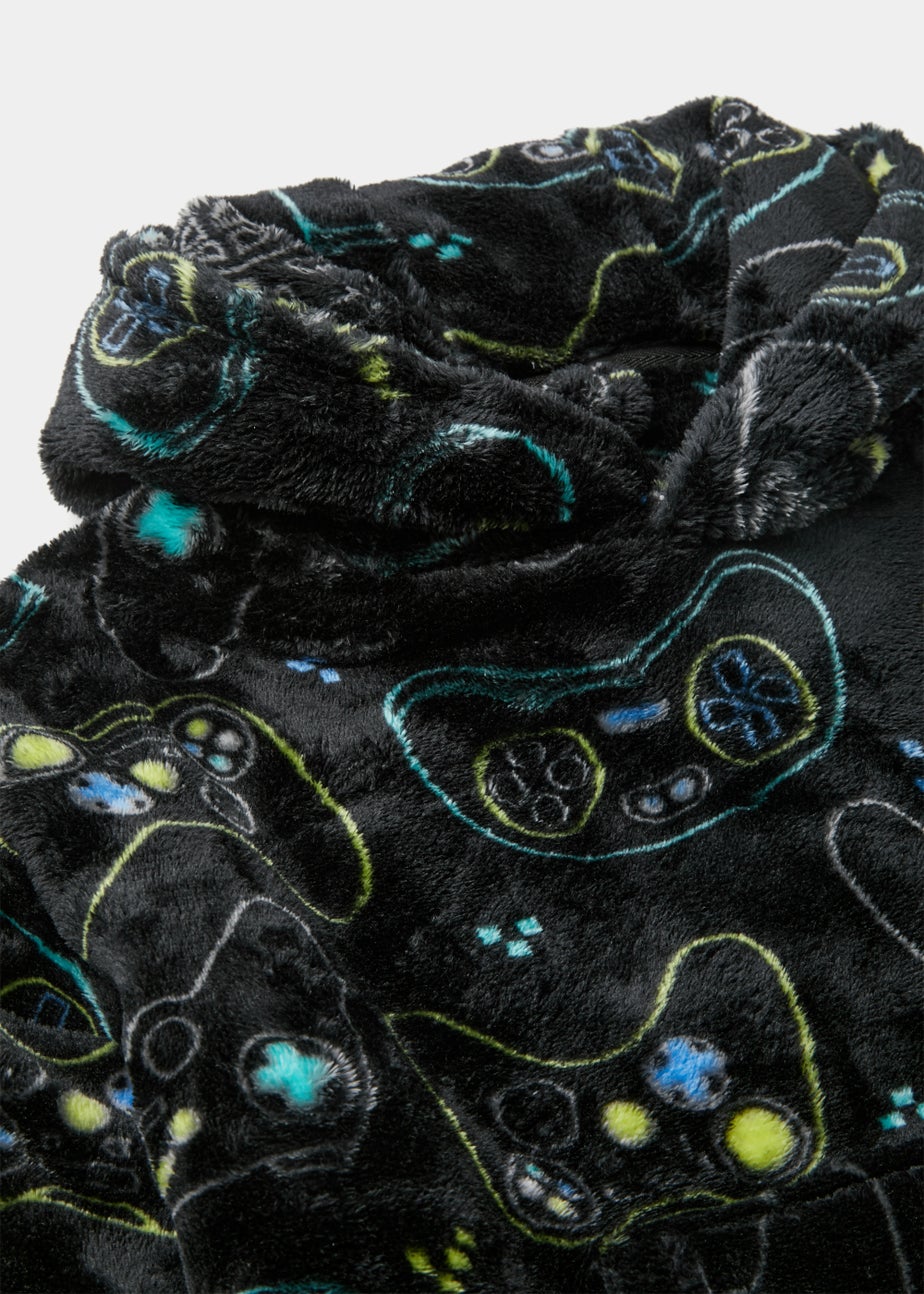 Kids Black Game Console Snuggle Hoodie (Small-Large)