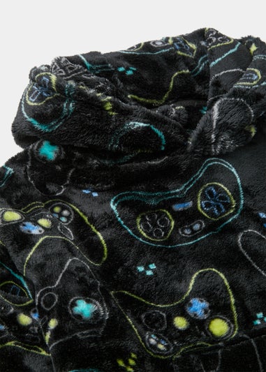 Kids Black Game Console Snuggle Hoodie (Small-Large)