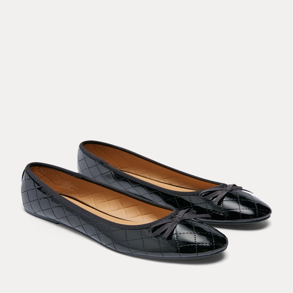 Girls Black Quilted Ballet Flats (Younger 12-Older 5)