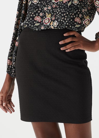 Black Textured Mini Skirt