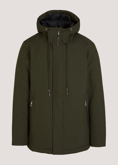 Khaki Wadded Showerproof Parka Coat