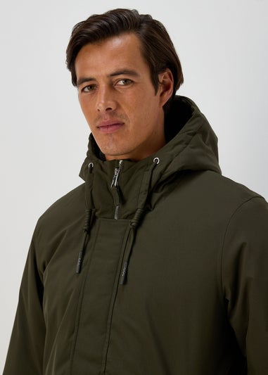 Khaki Wadded Showerproof Parka Coat
