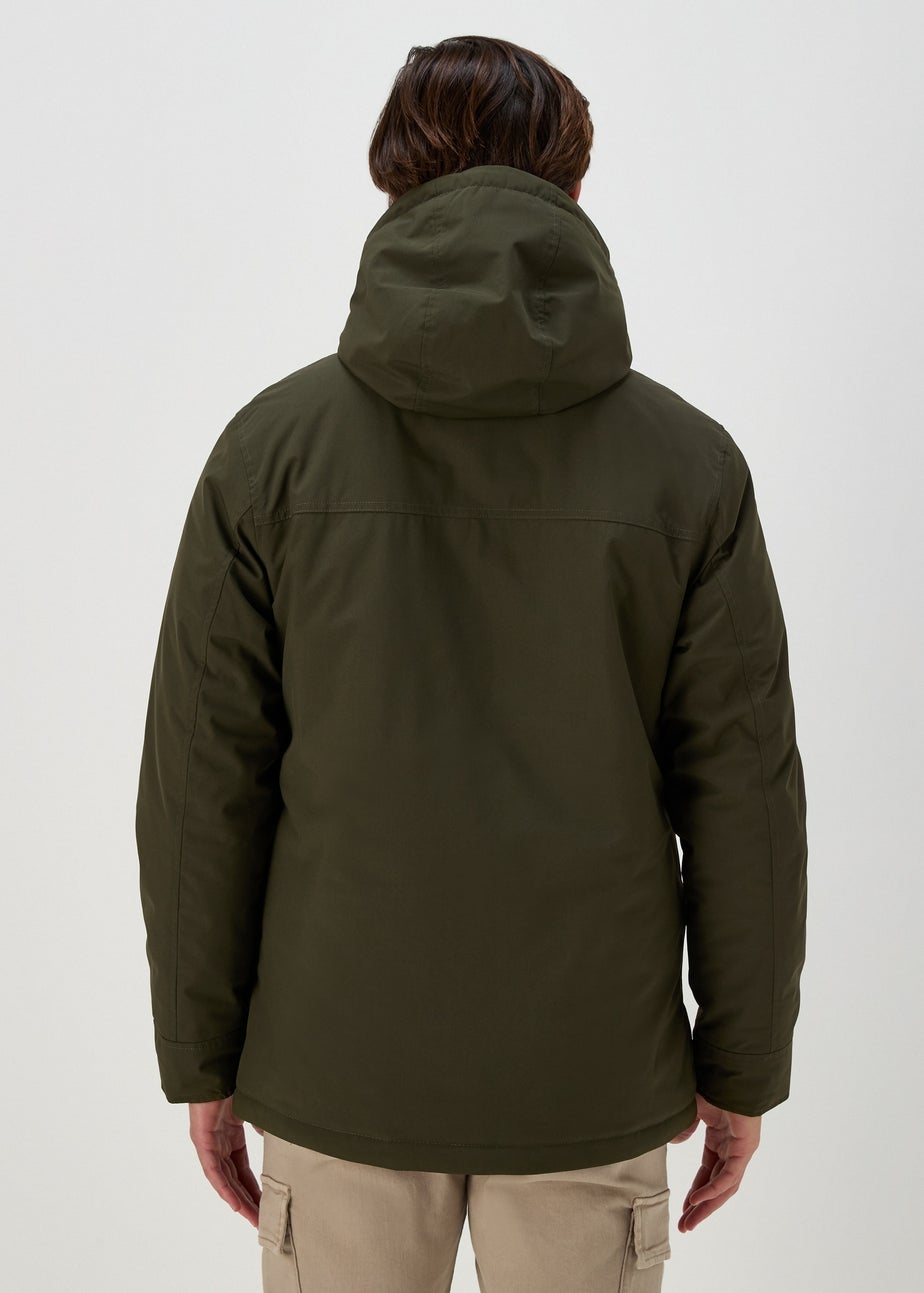 Khaki Wadded Showerproof Parka Coat