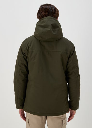 Khaki Wadded Showerproof Parka Coat
