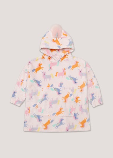 Girls Pink Unicorn Print Snuggle Hoodie (4-13yrs)