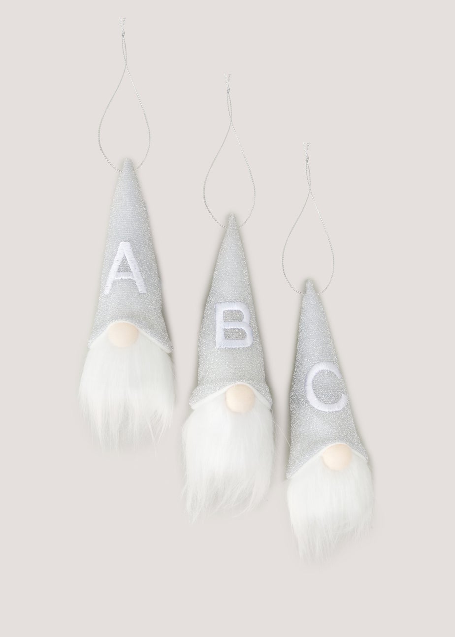 Grey Alphabet Christmas Gonk Tree Decoration (6cm x 6cm x 16cm)