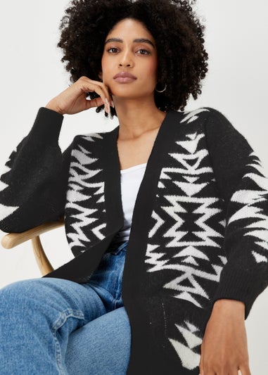 Black Aztec Print Cardigan