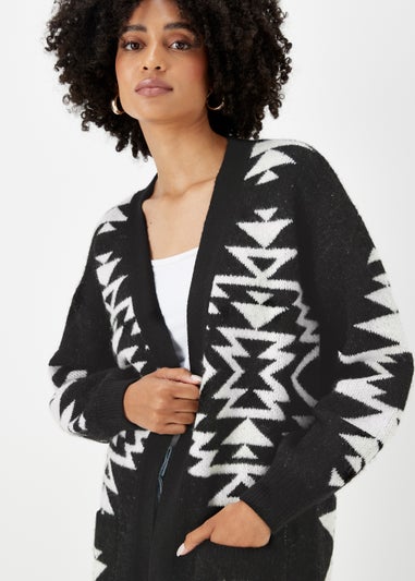 Black Aztec Print Cardigan