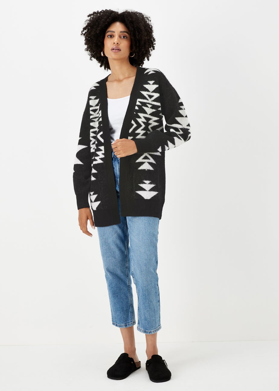 Black Aztec Print Cardigan