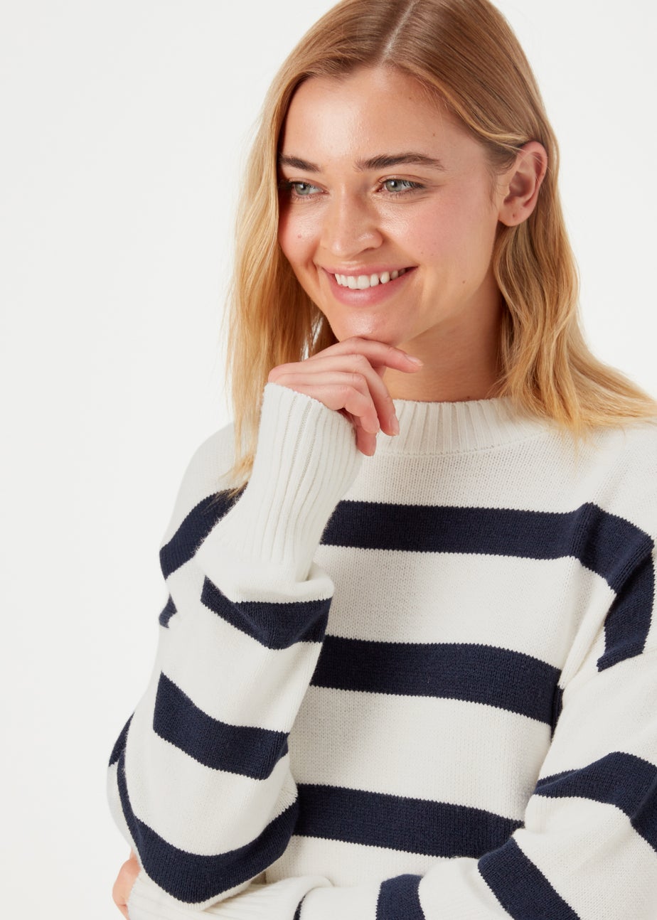 Cream & Navy Stripe Jumper