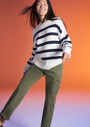 Cream & Navy Stripe Jumper