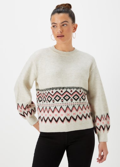 Cream Fairisle Print Jumper