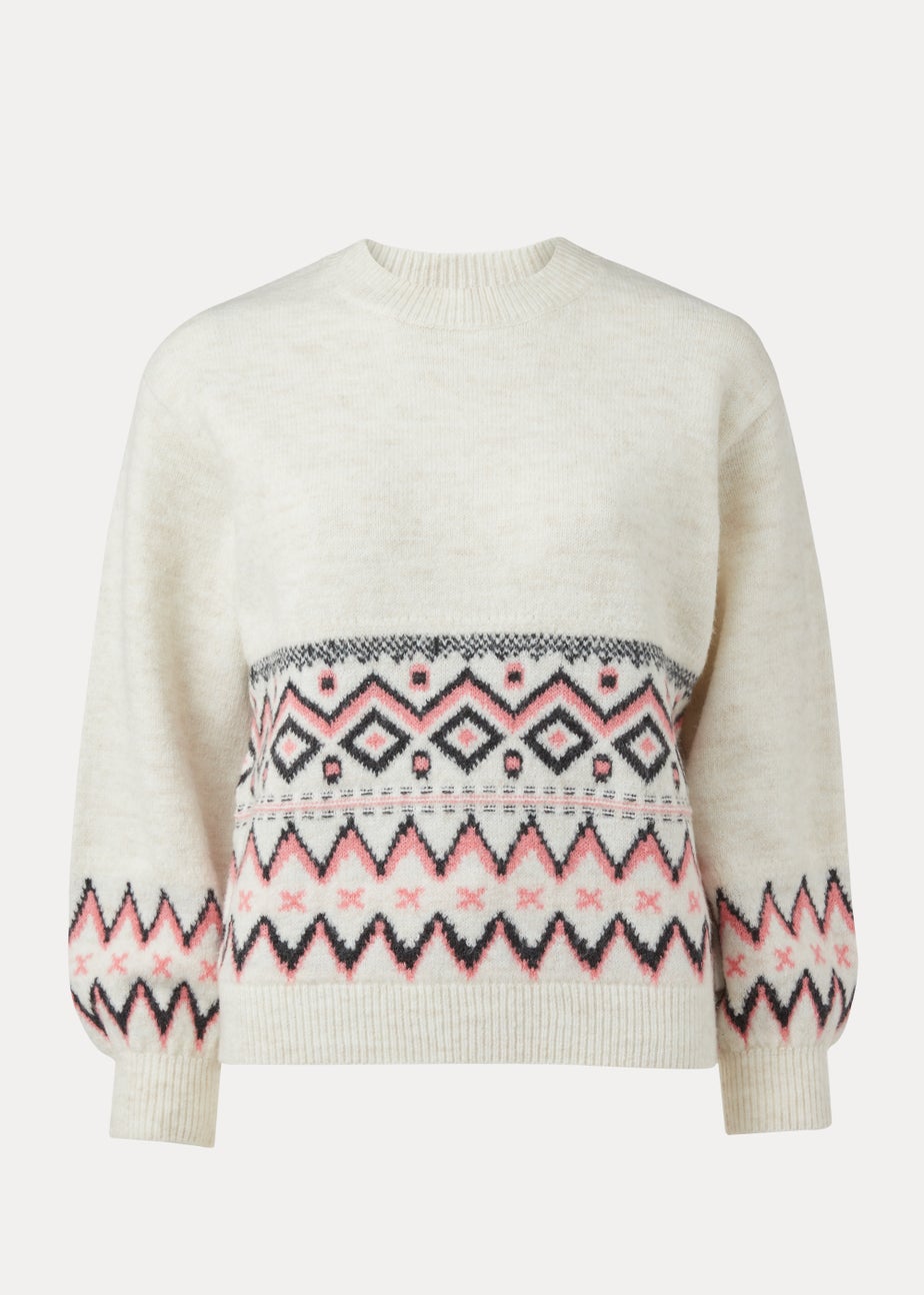Cream Fairisle Print Jumper