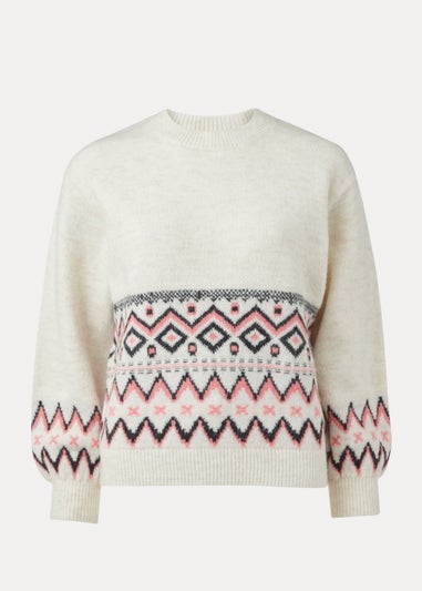 Cream Fairisle Print Jumper
